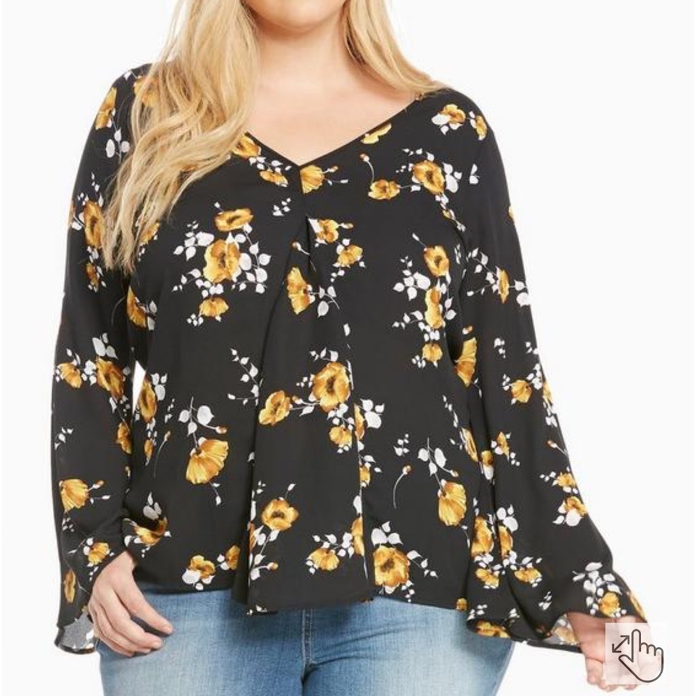 Torrid Floral Print V-Neck Georgette Blouse